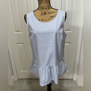 J. Crew Light Blue and White Striped Sleeveless Top